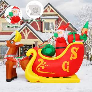 กวางเอลก์และซานตาคลอสแบบเป่าลมไฟ LED ในตัวการแสดงกลางแจ้งอุปกรณ์ตกแต่งงานปาร์ตี้ - Product Image 3