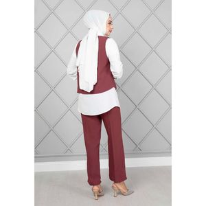 Ensemble Hijab Gilet 3 Pièces Rose Dusty - Product Image 2