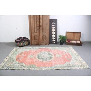Turkish Rug, Area 4.7x8.4 ft Vintage Rug, <b>Red</b> Floral <b>Wool</b> Rug - Product Image 3