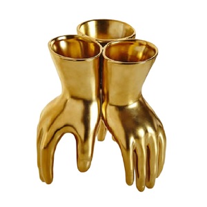Florero de aluminio de la mejor calidad, acabado pulido brillante dorado, Decoración de mesa duradera, maceta para decoración del hogar - Product Image 1