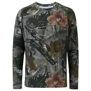 เสื้อล่าสัตว์แขนยาว Camo UPF 50+ Camo สําหรับผู้ชายแบบกําหนดเอง