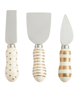 Juego de Cuchillos para Servir Queso de Acero Inoxidable Pulido Dorado de Diseño Moderno con Mango de Metal, Herramientas Premium para Queso - Product Image 3