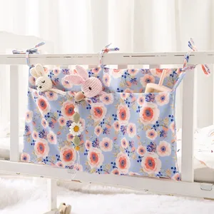 Newborn Crib Organizer Toy Diaper Pocket for Crib Bedding Foldable Canvas Baby Bed Hanging Storage Bags