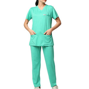 Venta caliente manga corta unisex uniforme laboratorio Scrubs traje conjunto Hospital ropa Laboratorio conjunto moderno cuello en V tejido de punto Mujer - Product Image 1