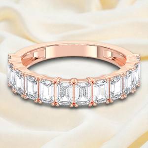 Anillo de boda de 2,50 quilates con corte de esmeralda de moissanita de quilates, conjunto completo de puntas de eternidad, hecho en oro sólido para mujer - Product Image 6