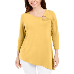 Tunica Asimmetrica Gialla da Donna JM Collection, Taglia Unica, in Spandex Traspirante, per Feste Diurne e Formali, Disponibile anche XL - Product Image 1