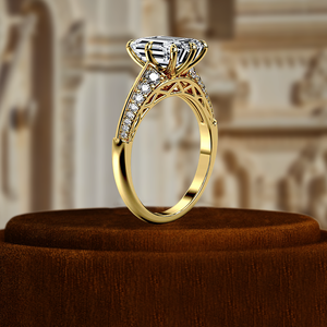 Anillo de boda de compromiso con forma de paz de diamante cultivado en laboratorio de 1 quilate clásico 3D medio pavé IGI certificado E/VS1 claridad fiesta cristianos - Product Image 2