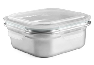 Contenitore quadrato ermetico in acciaio inossidabile da 300 ml per microonde Keepklin. (Ibili 669203) - Product Image 1