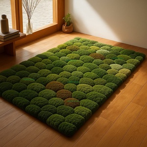Alfombra con diseño inspirado en la naturaleza hecha a mano, alfombra con diseño de musgo verde, lana de alta calidad, decoración del hogar, alfombras de estilo Botánico para sala de estar - Product Image 5