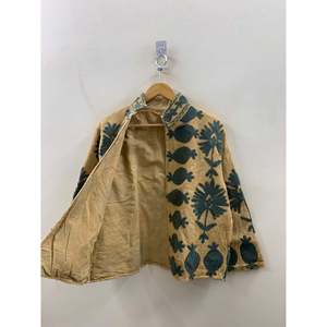 Chaqueta Reversible Dorada Suzani para Mujer, Bordada a Mano, con Patrón Floral de Algodón Waffle, Talla XL, para Otoño y Primavera - Product Image 3