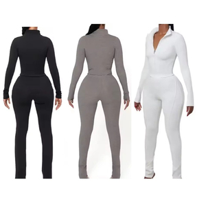 Ensemble de vêtements de sport pour femmes en deux pièces, vêtements de yoga pour la salle de sport, ensemble de sport à manches longues, sweat-shirt de yoga - Product Image 4