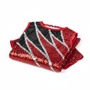 Luxury Sparkly <b>Red</b> <b>Sequin</b> Dancewear Elegant Sleeveless A-Line Performance Dress for Women Stage Show and Rhythmic Gymnastics - Product Image 6