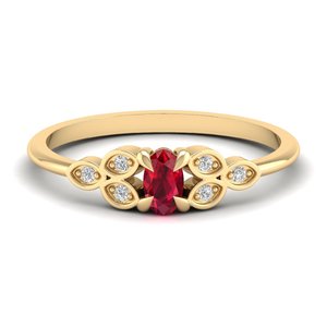 Bague REYES en moissanite et rubis certifiés GRA, en or jaune 14K ou 18K plaqué rhodium, bijoux fins pour femmes - Product Image 1