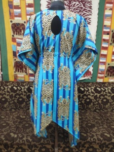 Tigre imprimé coton bio caftan été vêtements de nuit robe plage couvrir bohème vêtements de détente Maxi robe vêtements de nuit fête - Product Image 3