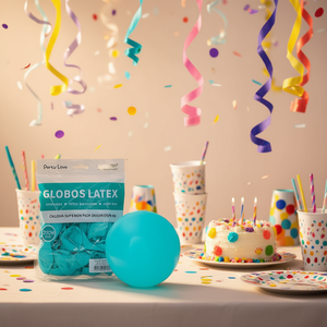 Globos de Látex Party Love de 25 cm, Color Azul Tiffany R10, para Decoración - Product Image 3