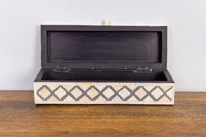 HF งานหัตถกรรมฝังกระดูกสีเทาสีขาวกล่องเครื่องประดับตกแต่งกล่องเก็บของอเนกประสงค์สี่เหลี่ยมกล่องเก็บของที่ระลึกสำหรับเครื่องประดับ - Product Image 2