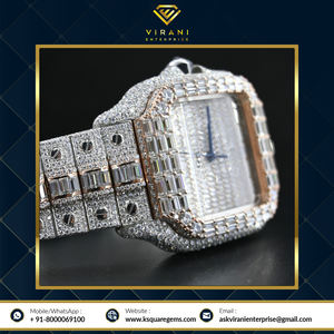 Unbeatable Quality Stylish Unisex Luxurious Analog Stainless Steel <b>Iced</b> <b>Out</b> VVS Clarity Moissanite Diamond Full Bauggate <b>Watch</b> - Product Image 3