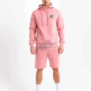 ชุดเซ็ตเสื้อฮู้ดดี้และกางเกงขาสั้นผู้ชาย ขายส่ง สีพื้น ทรงหลวม ระบายอากาศได้ดี รับสกรีนโลโก้ เสื้อผ้าลำลองสำหรับฤดูร้อน - Product Image 6