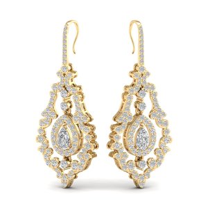 REYES Prix de gros Boucles d'oreilles pendantes en or massif 14 carats avec diamant de laboratoire CVD taille poire de 2,8 carats pour femmes Bijoux fins - Product Image 6
