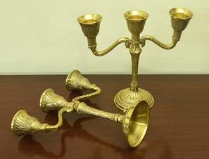 Bougeoir en laiton antique Trois - Product Image 3