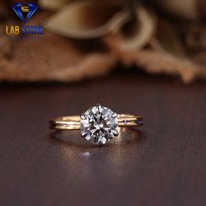 Lab-Stone 1,98 TDW Anillo de oro amarillo de diamante de corte redondo Impresionante COLOR DE LA EF-VS - Product Image 1