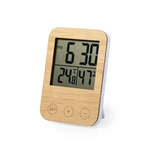 Stazione Meteo Personalizzata in Bambù con Orologio da Scrivania e da Tavolo, Gadget Personalizzabili - Product Image 1
