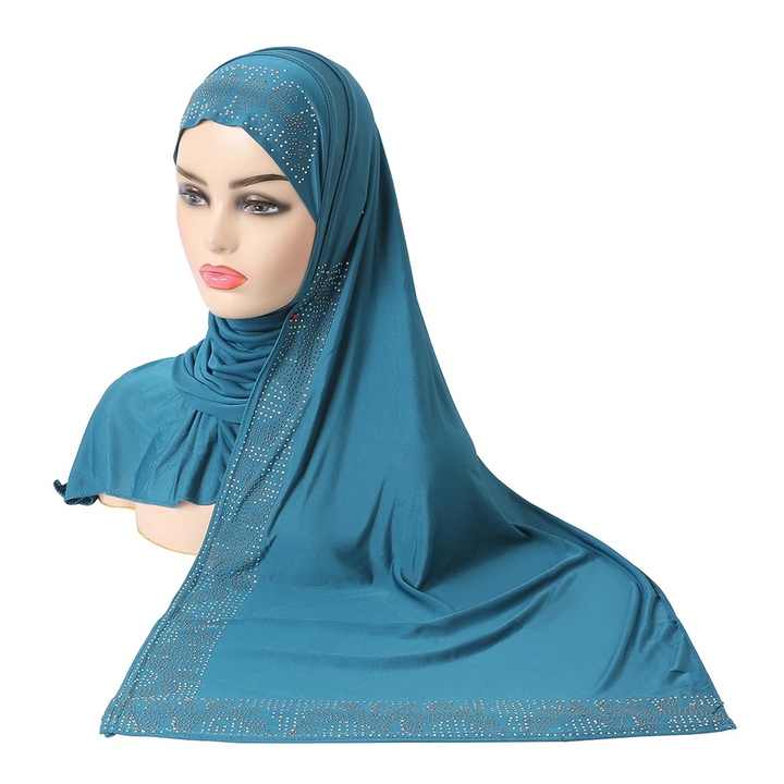 Hijab Abays With Lace Breathable Islamic Dubai Style Long Instant Headscarf,suitable for Festival and Praying 1pc