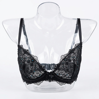 Ensemble de lingerie sexy personnalisé OEM en dentelle florale brodée, transparent, avec armatures, respirant et push-up pour femmes adultes