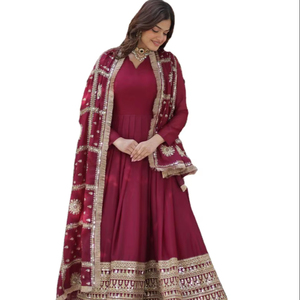 Vestido de Georgette de estrella de moda pakistaní de longitud larga del proveedor directo de fábrica para mujeres musulmanas conjunto de Dupatta con borde de encaje viscosa - Product Image 1
