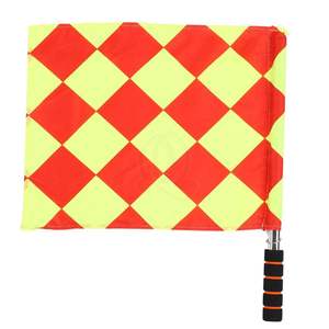 Bandera de Árbitro Profesional con Mango de Madera, Diseño Clásico, Alta Visibilidad, Patrón de Cuartos, Rojo y Amarillo, para Partidos de Fútbol - Product Image 5