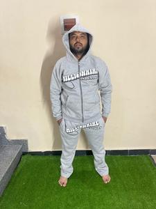 Conjunto de chándal de hombre bordado de chenilla de dos piezas personalizado de chándal de peso pesado ajustado de algodón de rizo francés de diseño OEM - Product Image 4