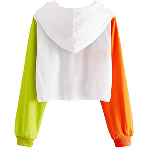 Último diseño de las mujeres Plain Crop Top Sudadera con capucha Nueva llegada de moda Crop Top Sudadera CON CAPUCHA DE LAS MUJERES - Product Image 5