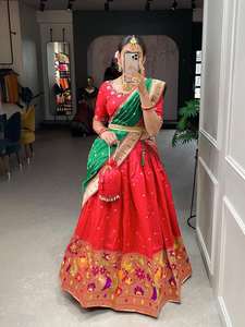 Tendance Nouvelle Arrivée Indien Outfit Élégant Jacquard Soie Lehenga Choli Avec Dupatta Avec Zari Tissage Travail Dans Le Monde Exportateur - Product Image 6