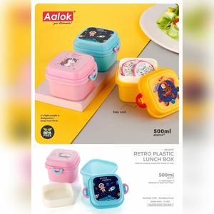 Mini 500ml Square Tiffin <b>Box</b> with 2 Layer Compartments BPA Free <b>Plastic</b> <b>Food</b> <b>Storage</b> for Kids Snacks and School Lunch - Product Image 2