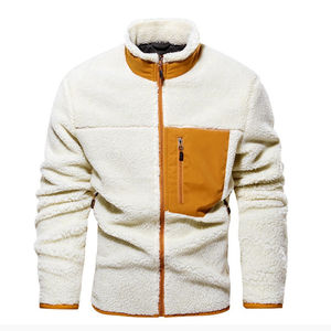 2025 Custom Outdoor Formal Coated Wool <b>Men's</b> Winter Warm <b>Sherpa</b> Full Zip <b>Fleece</b> Jacket Breathable Windproof Front High Quality - Product Image 1