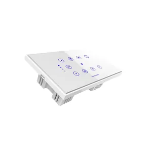 Wifi Touch Switches white Glassy Series by fox domotics with 4 dimmer Wall Light Control System
