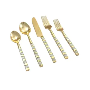 Moon Shaped Copper Plated Stainless Steel Cutlery Set for Hotel Wedding Table Service and Food Presentation for Table Top Decor - Product Image 2