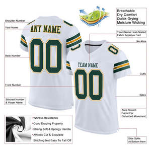 Custom Your Team Brand Cheap Sublimation <b>White</b> Stitched Blank Nameless Jersey Latest Designs for Men American <b>Football</b> Uniform - Product Image 2