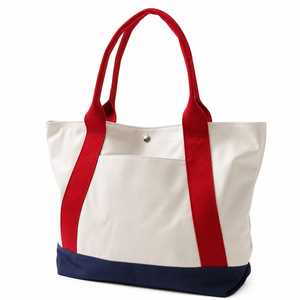 MORGANS INDUSTRIES <b>Canvas</b> <b>Tote</b> Bag Solid Color Red White Navy Open Top Women's Shopping Bag Minimalist Style Embroidery Letters - Product Image 1