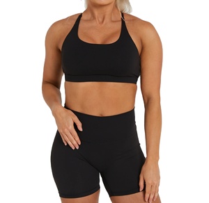 Conjunto de Yoga Personalizado para Mujer, Dos Piezas, Sujetador Deportivo, Pantalones Cortos de Cintura Alta, Spandex/Nailon Sólido, Ropa Deportiva Activa de Venta Caliente - Product Image 1