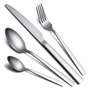 Service de couverts en métal en acier inoxydable avec finition mate élégante conçu pour les repas minimalistes de style de vie moderne - Product Image 1