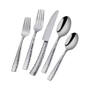 Portugal Cuillère En Acier Inoxydable Argent Cuisine Argent Poli Incroyable Poignée Martelée En Acier Inoxydable Fourchette Cuillère Couverts Ensemble - Product Image 1