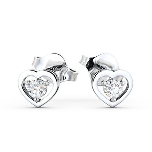 Pendientes de tuerca de cuatro garras de diseño clásico para mujer, pendientes de lujo cultivados en laboratorio, pendientes redondos en forma de corazón de diamante de oro blanco sólido - Product Image 4