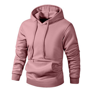 Tendance hommes 100% coton personnalisé imprimé automne solide à capuche cordon avant écologique côtelé tricot Texture fil métallique - Product Image 2