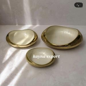 Luxury Polished Eco-Friendly Gold Plated Metal <b>Enamel</b> Finished Snacks Serving <b>Bowl</b> for Nuts & Dates Table Decoration - Product Image 3