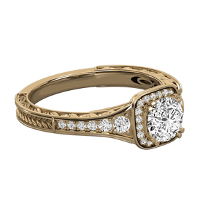 Round Diamond Prong <b>Set</b> <b>Square</b> Halo Engagement Ring - Product Image 2