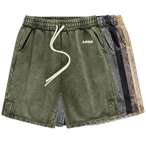 Custom 100% Cotton Acid Wash <b>Shorts</b> for <b>Men</b> Quick Dry Summer Casual Streetwear Vintage Sun Faded Look Solid Pattern <b>Men's</b> <b>Shorts</b> - Product Image 1