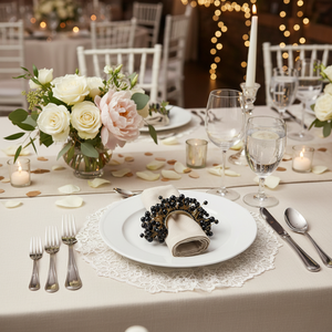 ที่ใส่ผ้าเช็ดปากพลาสติกแหวนผ้าเช็ดปากไข่มุกสีดำคลาสสิกพร้อมดีไซน์ใหม่สำหรับงานแต่งงานและงานปาร์ตี้ - Product Image 5