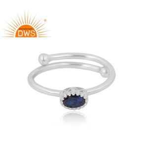 Anillo de piedras preciosas de zafiro azul Natural de Plata de Ley 925, joyería personalizada para mujer, regalo para ella - Product Image 3
