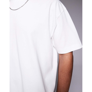 Customizable OEM High-quality <b>Plain</b> blank <b>White</b> <b>T</b>-<b>Shirt</b> For Men Boxy Fit Drop-Shoulder Mock Neck Tee Summer <b>plain</b> <b>Shirt</b> for MEN - Product Image 4